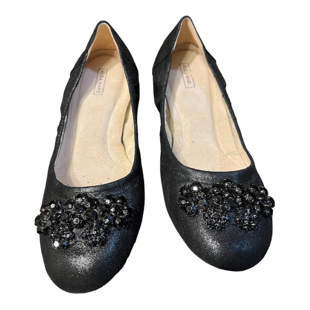 Alex Marie Black Leather Ballet Shoes Size 8.5M